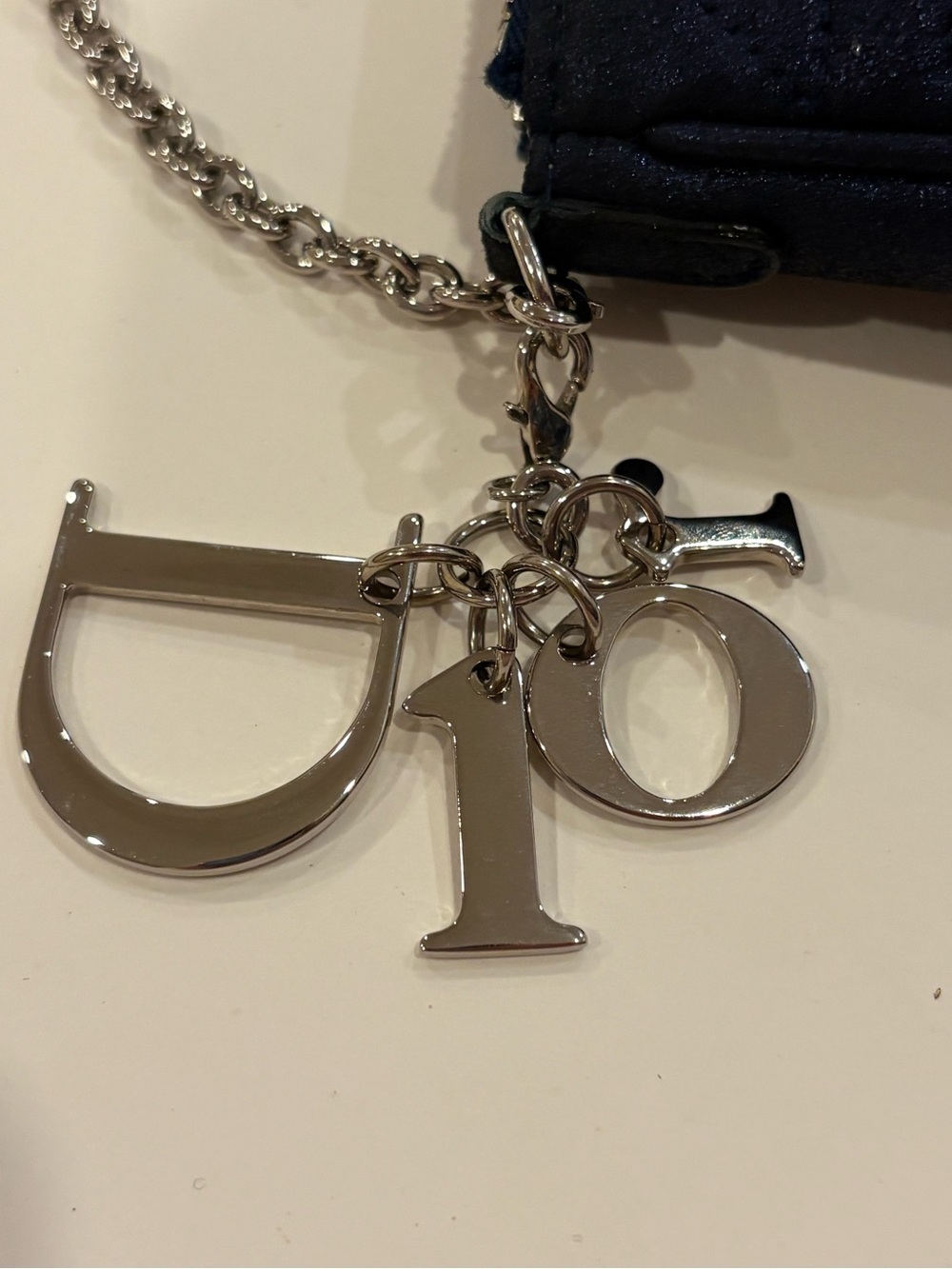 DIOR Metallic Navy Blue Mini Cannage Purse Silver tone Chain Strap Lady Dior - Picture 5 of 16